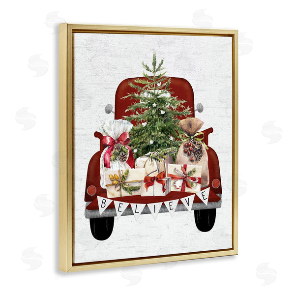 Stupell Industries Lettered And Lined | Believe Seasonal Christmas Truck