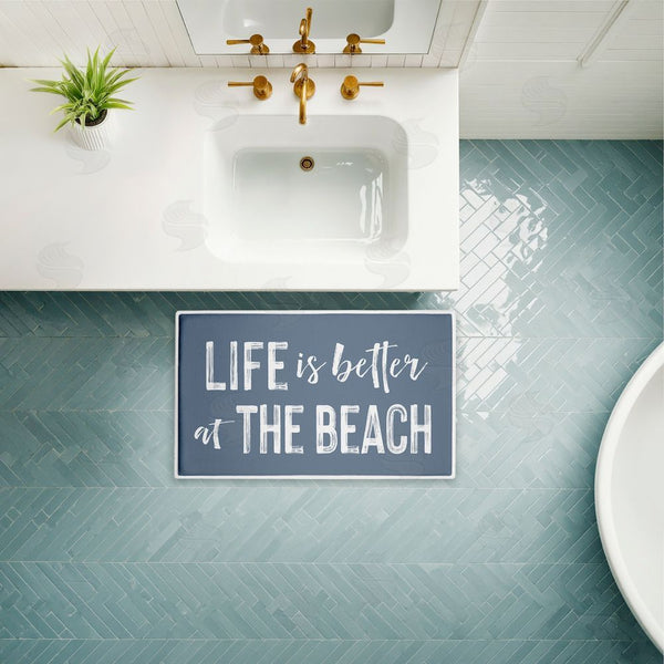 Stupell Industries Lettered And Lined | Better At Beach Sentiment Plush Bath Mat