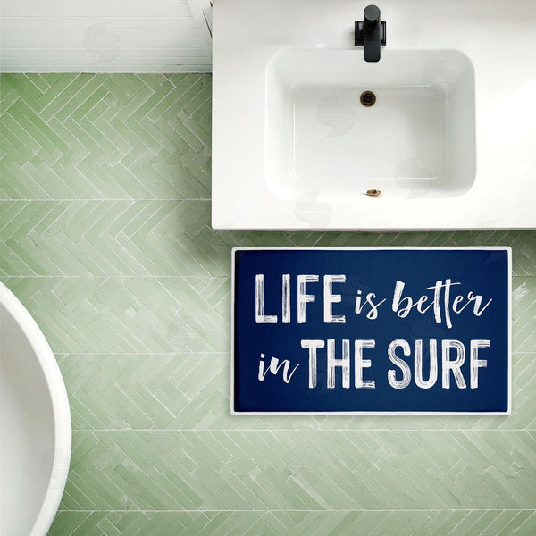 Stupell Industries Lettered And Lined | Better In The Surf Sentiment Plush Bath Mat