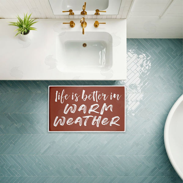 Stupell Industries Lettered And Lined | Better In Warm Weather Plush Bath Mat
