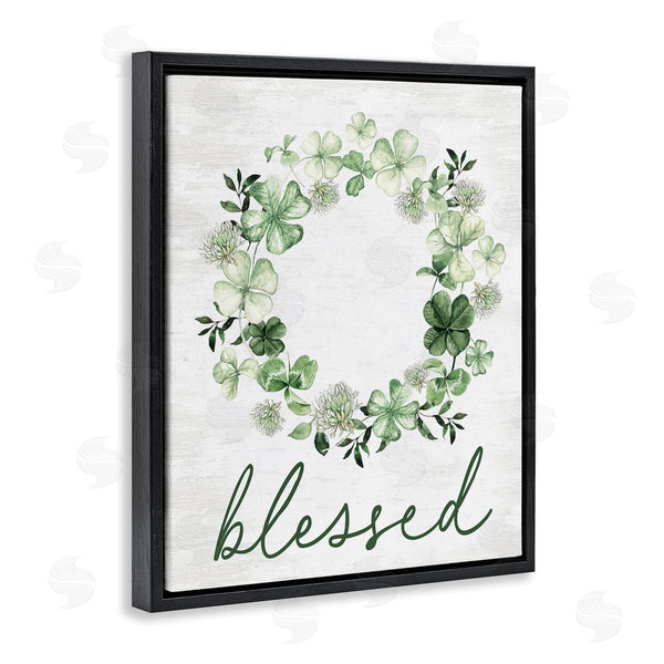 Stupell Industries Lettered And Lined | Blessed Clover Wreath