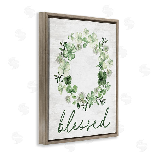 Stupell Industries Lettered And Lined | Blessed Clover Wreath