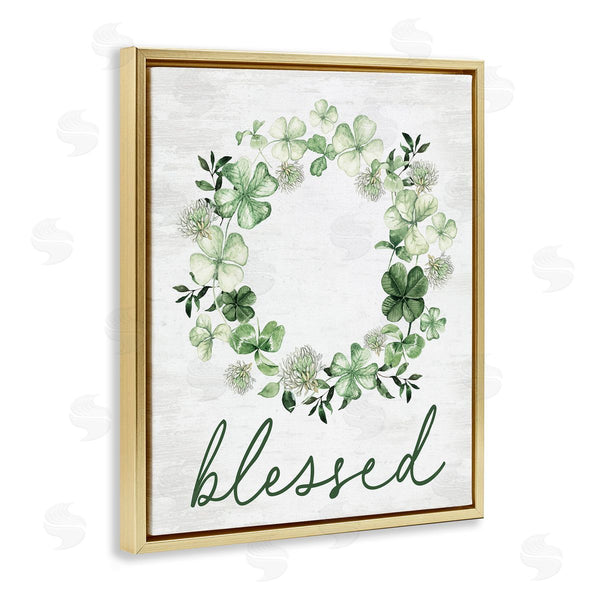 Stupell Industries Lettered And Lined | Blessed Clover Wreath