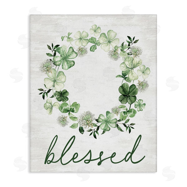 stupell industries Lettered and Lined | Blessed Clover Wreath