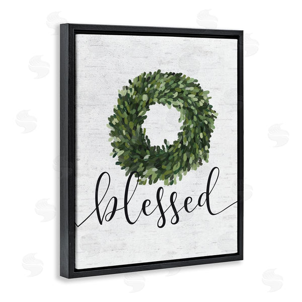 Stupell Industries Lettered And Lined | Blessed Green Wreath Accent