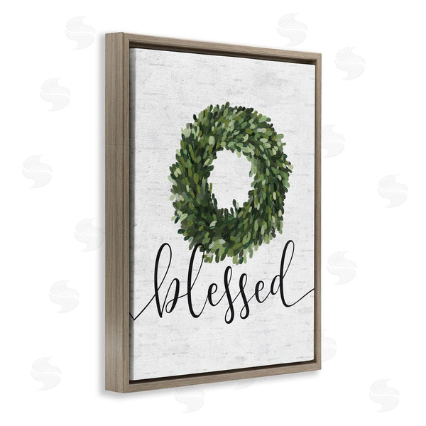 Stupell Industries Lettered And Lined | Blessed Green Wreath Accent