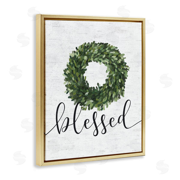 Stupell Industries Lettered And Lined | Blessed Green Wreath Accent