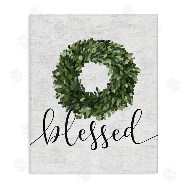 stupell industries Lettered and Lined | Blessed Green Wreath Accent