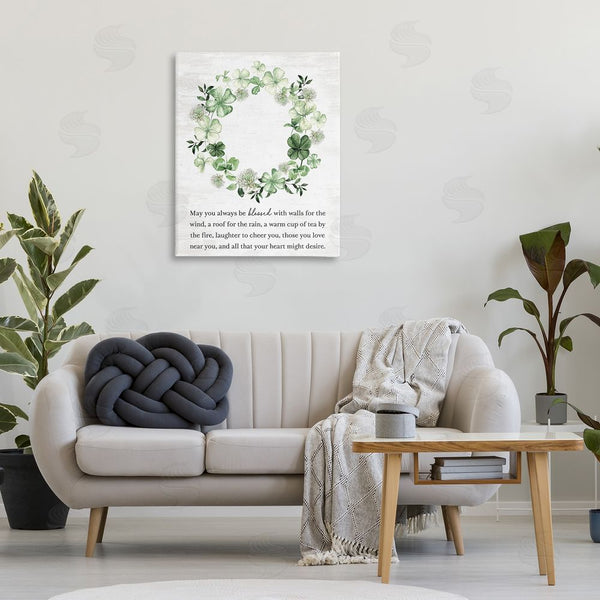 Stupell Industries Lettered And Lined | Blessed Irish Clover Wreath