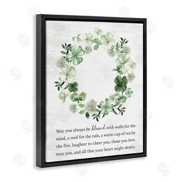 Stupell Industries Lettered And Lined | Blessed Irish Clover Wreath