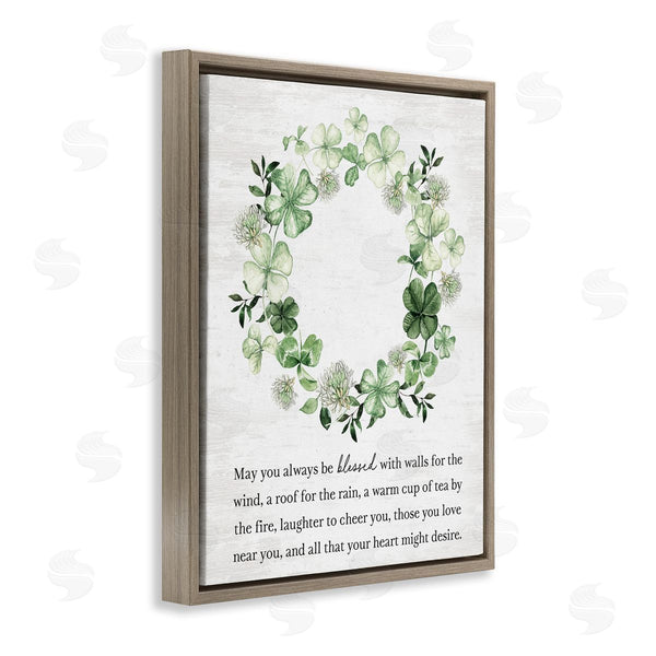 Stupell Industries Lettered And Lined | Blessed Irish Clover Wreath