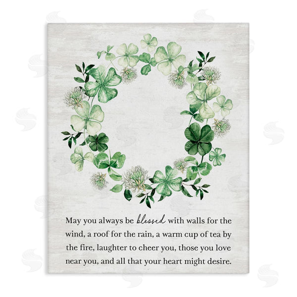 stupell industries Lettered and Lined | Blessed Irish Clover Wreath
