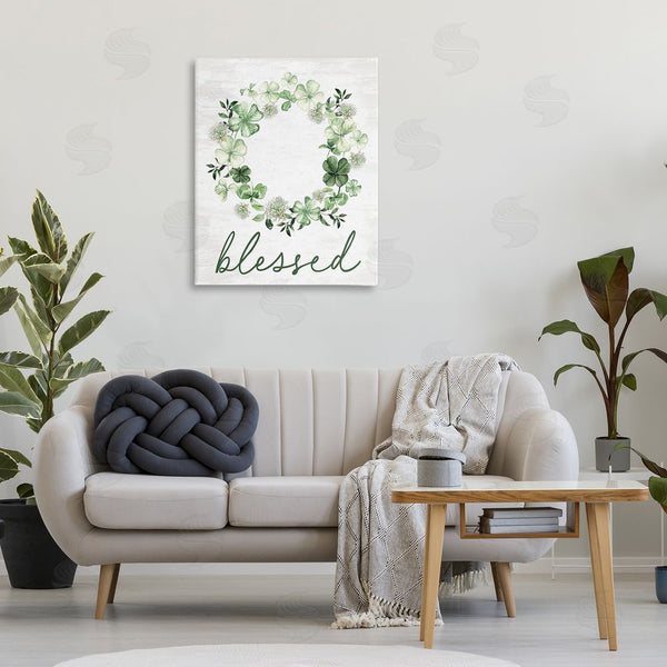 Stupell Industries Lettered And Lined | Blessed With Spring Clover Wreath