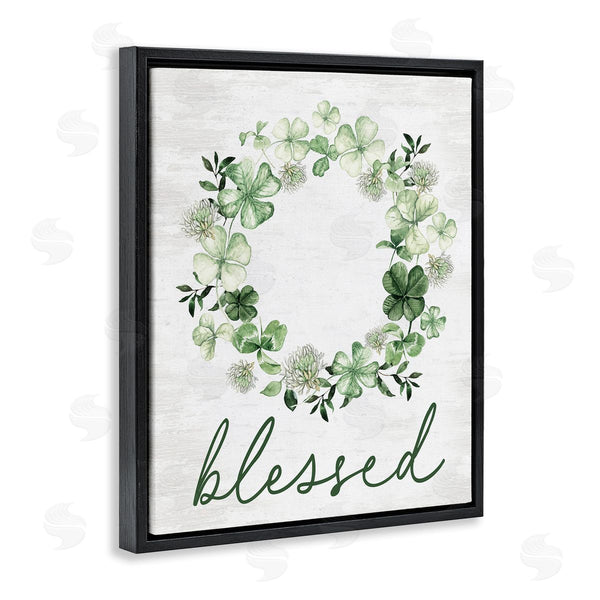 Stupell Industries Lettered And Lined | Blessed With Spring Clover Wreath