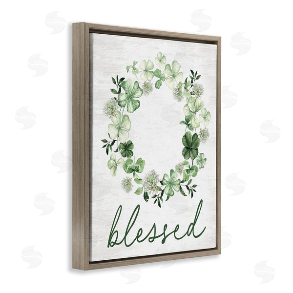 Stupell Industries Lettered And Lined | Blessed With Spring Clover Wreath