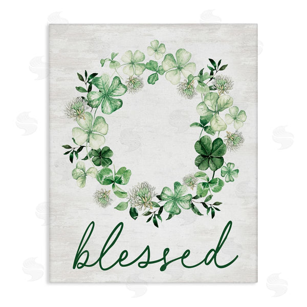 stupell industries Lettered and Lined | Blessed with Spring Clover Wreath