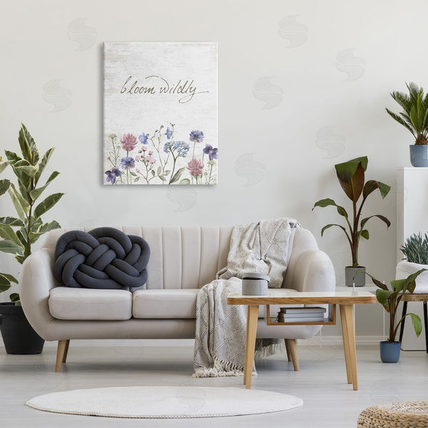Stupell Industries Lettered And Lined | Bloom Wildly Flower Blossoms Botanicals Rustic Design Wall Art
