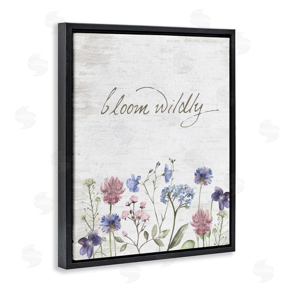 Stupell Industries Lettered And Lined | Bloom Wildly Flower Blossoms Botanicals Rustic Design Wall Art