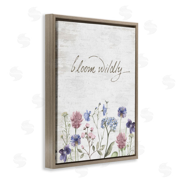 Stupell Industries Lettered And Lined | Bloom Wildly Flower Blossoms Botanicals Rustic Design Wall Art