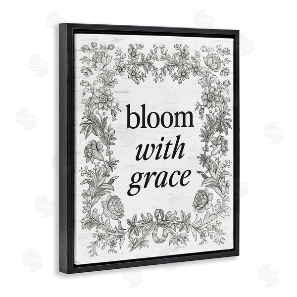 Stupell Industries Lettered And Lined | Bloom With Grace Vintage Border