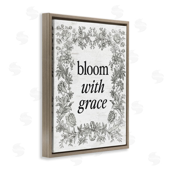 Stupell Industries Lettered And Lined | Bloom With Grace Vintage Border