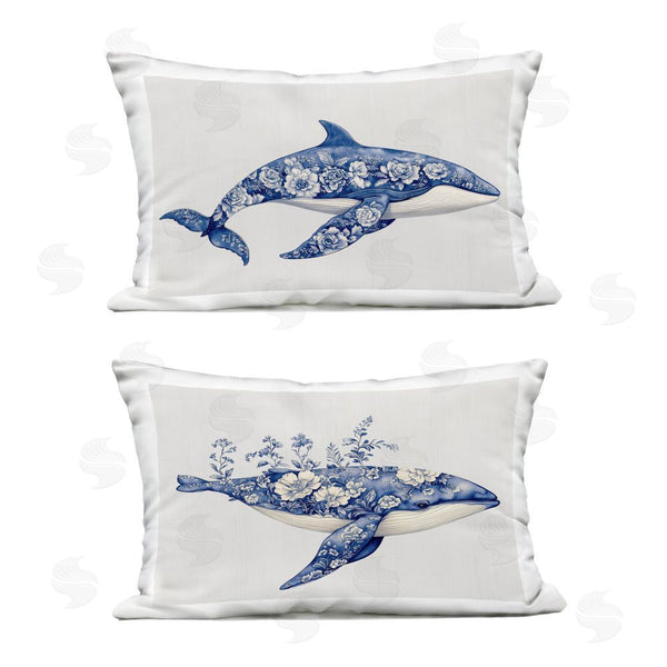 Stupell Industries Lettered And Lined | Blooming Toile Pattern Whales Printed Throw Pillow