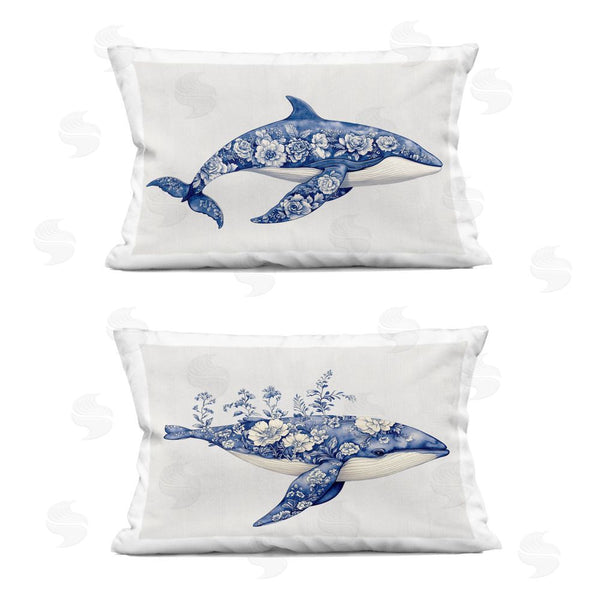 stupell industries Lettered and Lined | Blooming Toile Pattern Whales Printed Throw Pillow