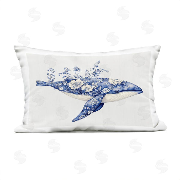 Stupell Industries Lettered And Lined | Blooming Toile Whale Printed Throw Pillow