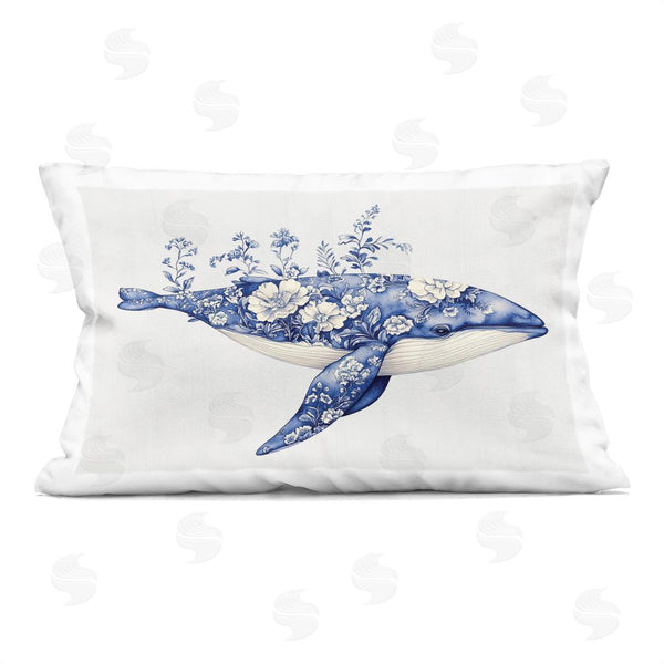 stupell industries Lettered and Lined | Blooming Toile Whale Printed Throw Pillow