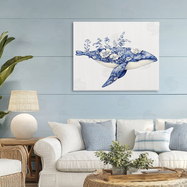 Stupell Industries Lettered And Lined | Blooming Toile Whale Wall Art