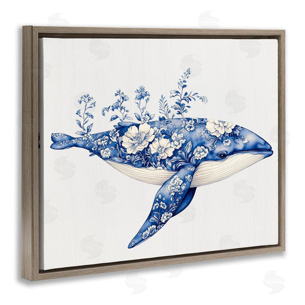 Stupell Industries Lettered And Lined | Blooming Toile Whale Wall Art