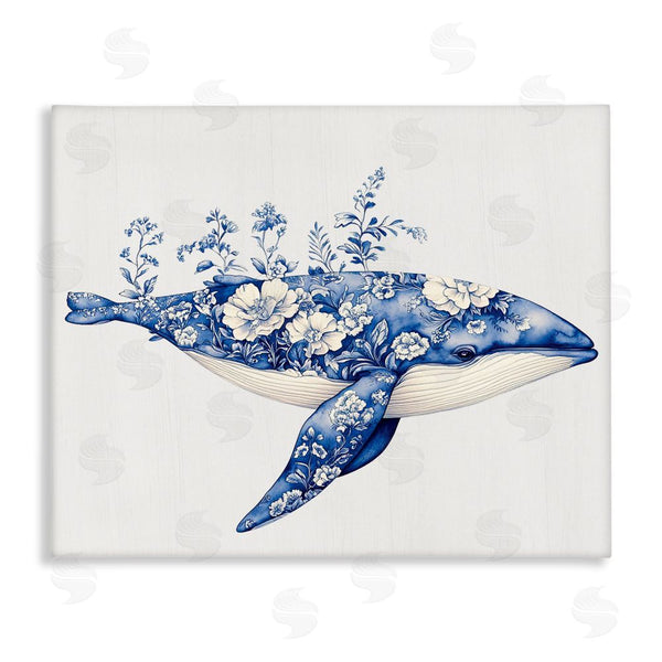 stupell industries Lettered and Lined | Blooming Toile Whale Wall Art