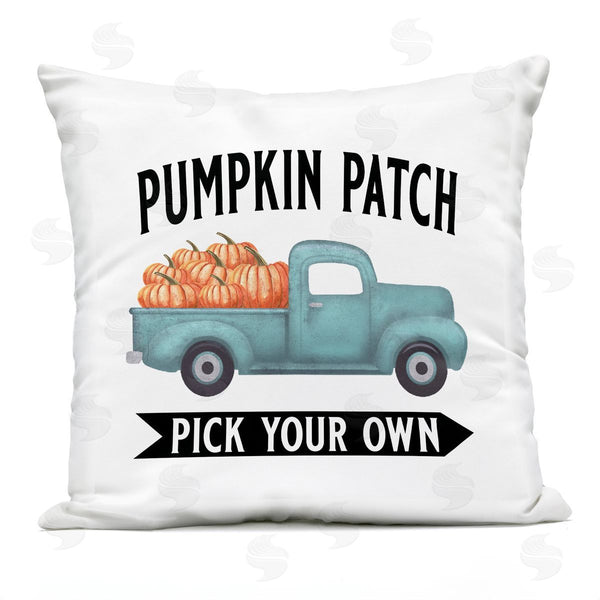 Stupell Industries Lettered And Lined | Blue Pumpkin Patch Truck Rustic Farmhouse Printed Throw Pillow
