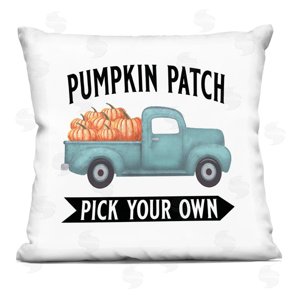 stupell industries Lettered and Lined | Blue Pumpkin Patch Truck Rustic Farmhouse Printed Throw Pillow