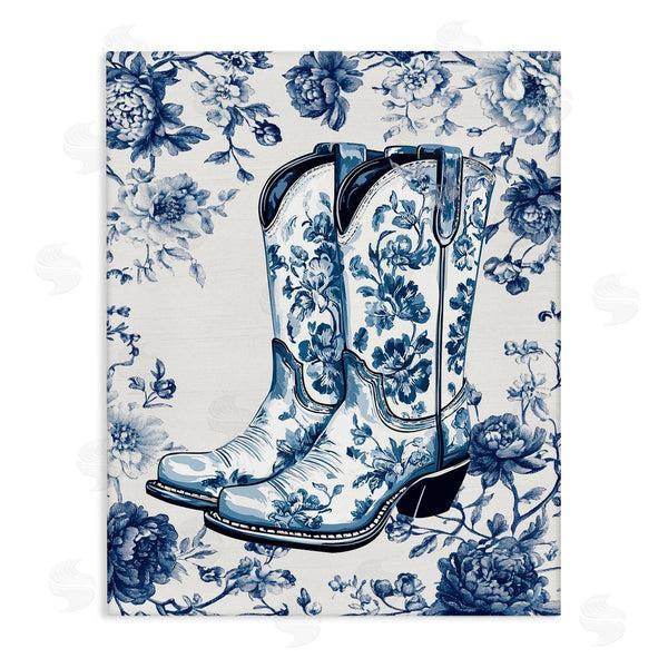 stupell industries Lettered and Lined | Blue Spring Florals & Boots Wall Art