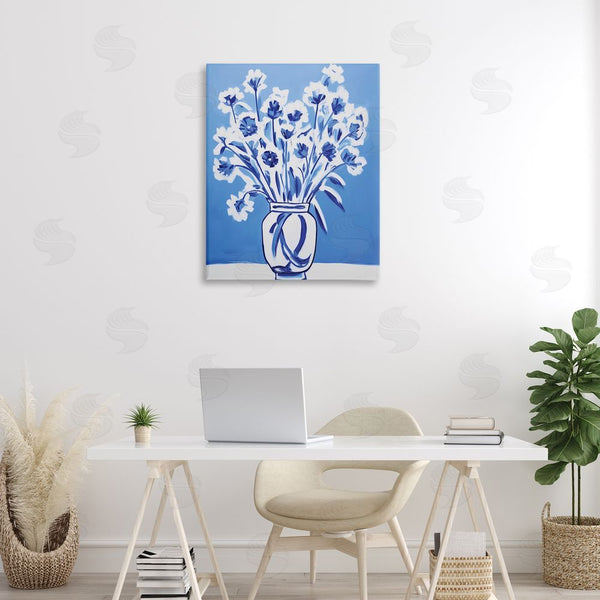 Stupell Industries Lettered And Lined | Blue & White Contrast Flowers Wall Art