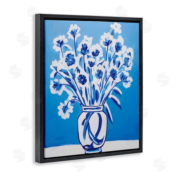 Stupell Industries Lettered And Lined | Blue & White Contrast Flowers Wall Art