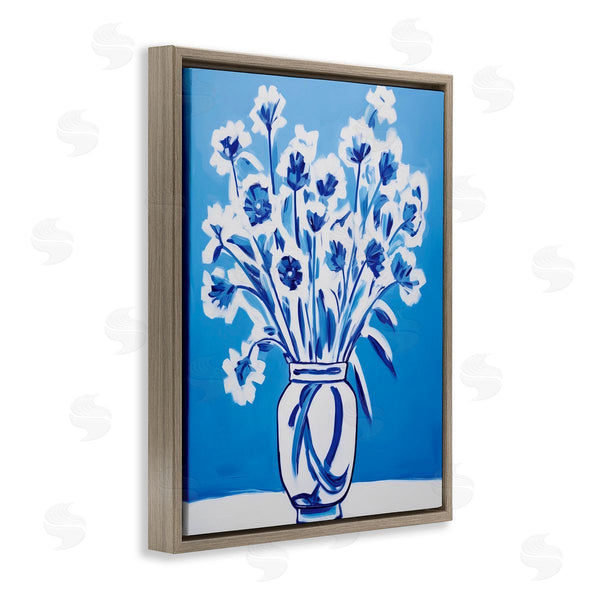 Stupell Industries Lettered And Lined | Blue & White Contrast Flowers Wall Art