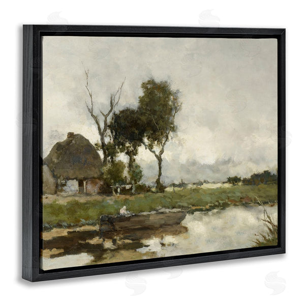 Stupell Industries Lettered And Lined | Boat On River Classic Scene Wall Art