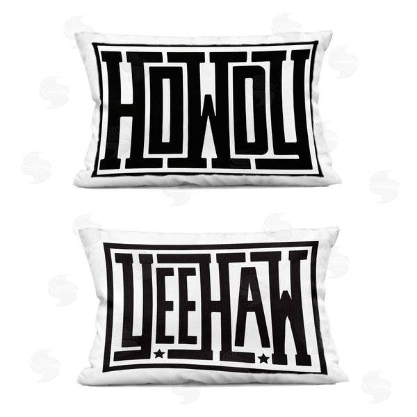 stupell industries Lettered and Lined | Bold Western Greetings Printed Throw Pillow Set