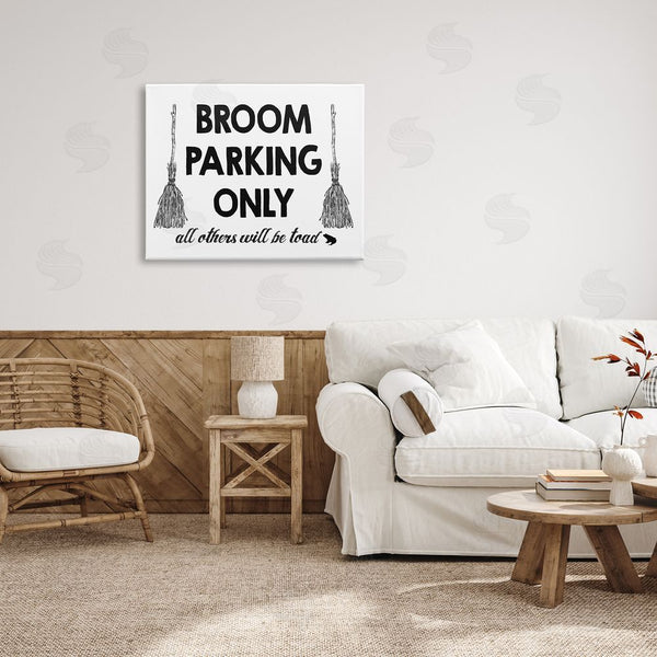 Stupell Industries Lettered And Lined | Broom Parking Witty Halloween Wall Art