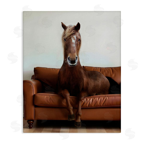 stupell industries Lettered and Lined | Brown Horse on Couch
