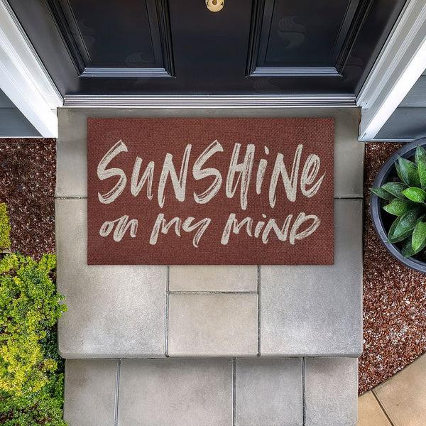 Stupell Industries Lettered And Lined | Brown Sunshine On My Mind Faux Sisal Door Mat