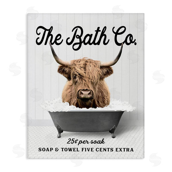 stupell industries Lettered and Lined | Bubble Bath Highland Cow Wall Art