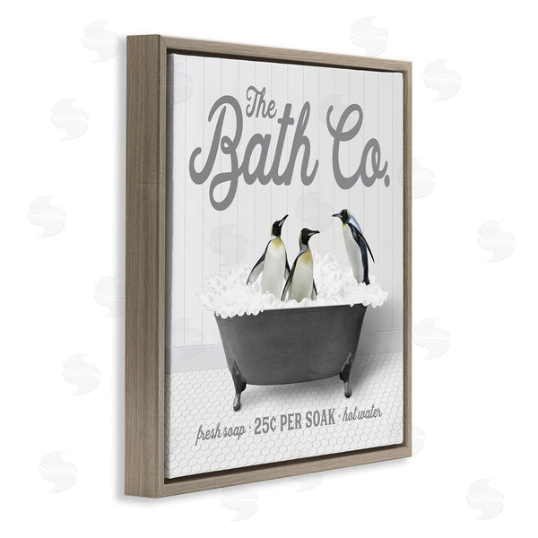 Stupell Industries Lettered And Lined | Bubble Bath Penguins Wall Art