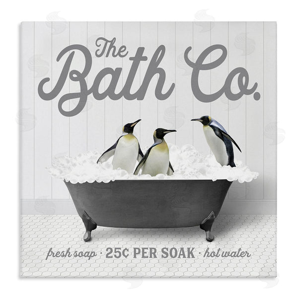 stupell industries Lettered and Lined | Bubble Bath Penguins Wall Art