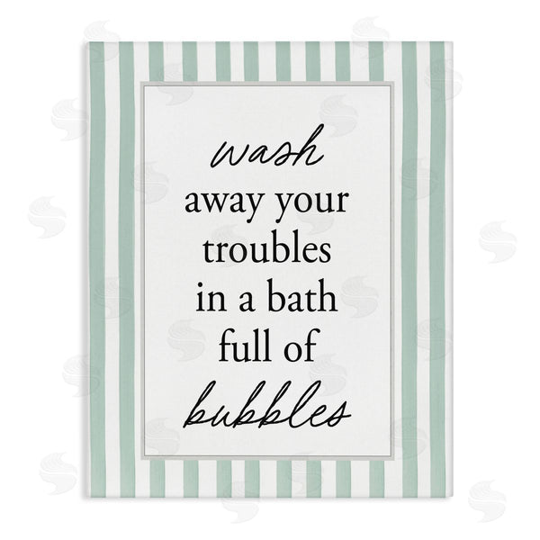 stupell industries Lettered and Lined | Bubble Bath Phrase on Stripes
