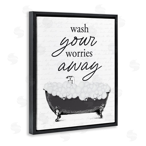 Stupell Industries Lettered And Lined | Bubble Bath Wash Worries Wall Art
