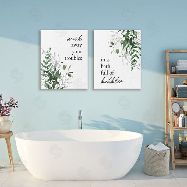 Stupell Industries Lettered And Lined | Bubble Bath With Forest Foliage Wall Art