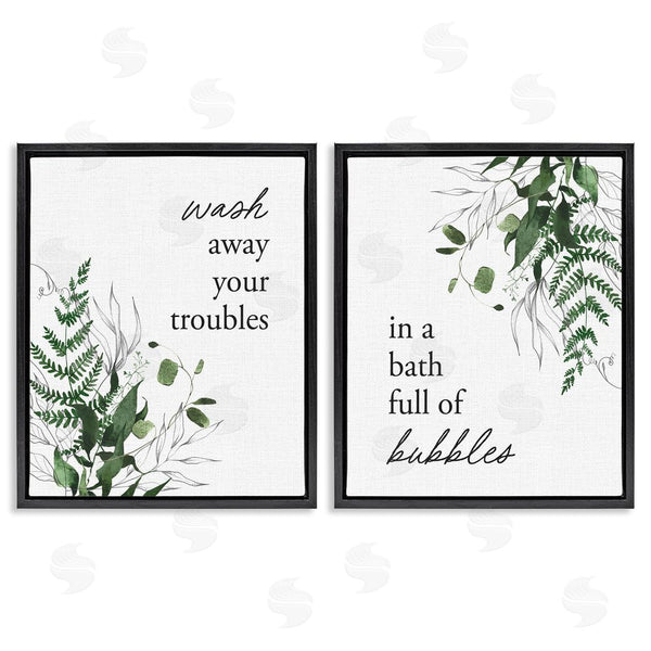Stupell Industries Lettered And Lined | Bubble Bath With Forest Foliage Wall Art